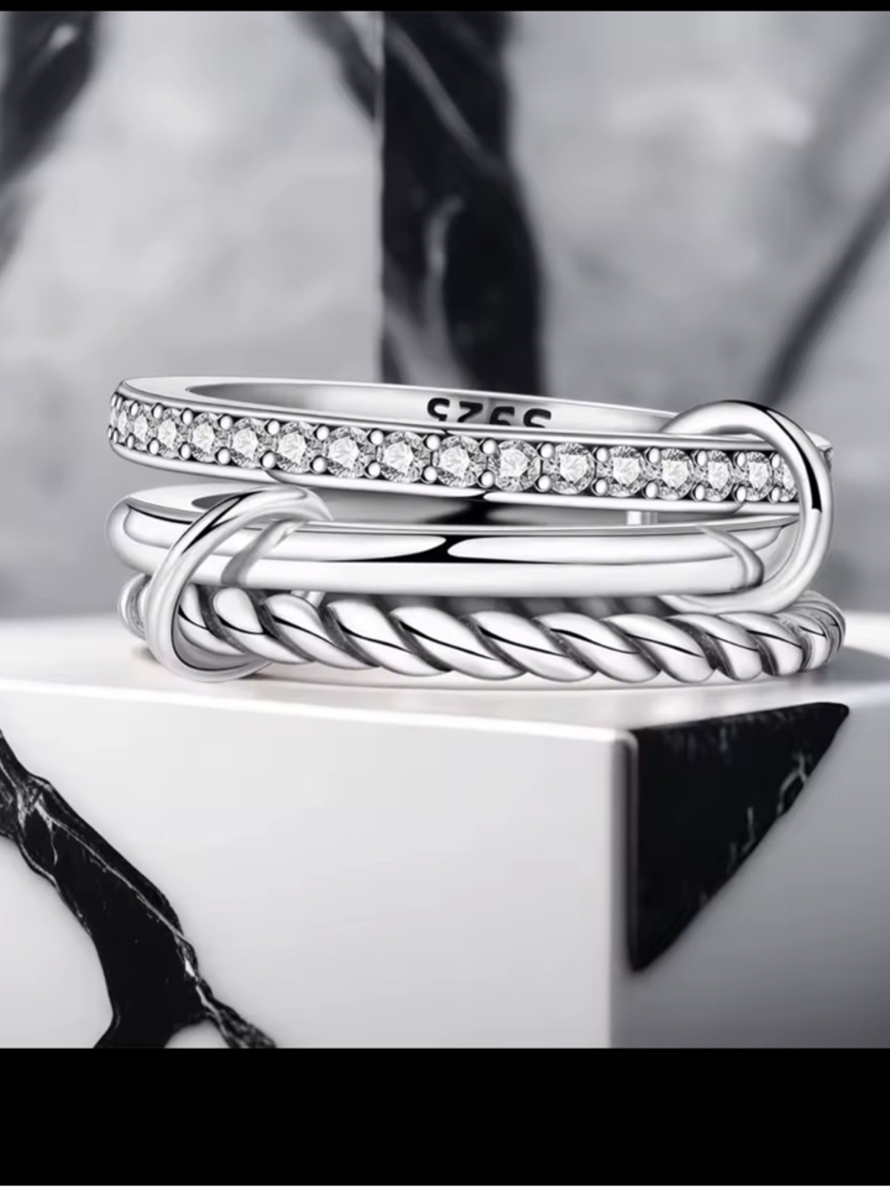 New! 925 Sterling Silver Spinelli Kilcollin Inspired Interlocking Ring Size 7